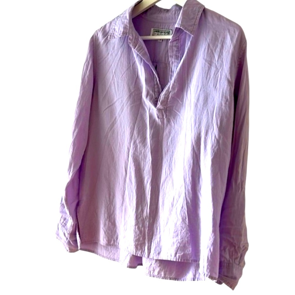 Lavender linen Long Sleeve Shirt Popover, like new